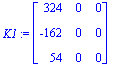 K1 := matrix([[324, 0, 0], [-162, 0, 0], [54, 0, 0]...