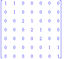 matrix([[1, 1, 0, 0, 0, 0, 0], [0, 1, 0, 0, 0, 0, 0...