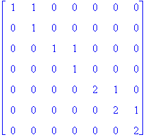 matrix([[1, 1, 0, 0, 0, 0, 0], [0, 1, 0, 0, 0, 0, 0...