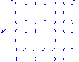 M := matrix([[0, 0, -1, 0, 0, 0, 0], [0, 1, 0, 0, 0...