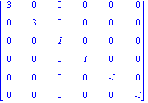 matrix([[3, 0, 0, 0, 0, 0], [0, 3, 0, 0, 0, 0], [0, 0, I, 0, 0, 0], [0, 0, 0, I, 0, 0], [0, 0, 0, 0, -I, 0], [0, 0, 0, 0, 0, -I]])