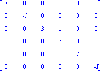 matrix([[I, 0, 0, 0, 0, 0], [0, -I, 0, 0, 0, 0], [0, 0, 3, 1, 0, 0], [0, 0, 0, 3, 0, 0], [0, 0, 0, 0, I, 0], [0, 0, 0, 0, 0, -I]])