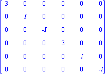 matrix([[3, 0, 0, 0, 0, 0], [0, I, 0, 0, 0, 0], [0, 0, -I, 0, 0, 0], [0, 0, 0, 3, 0, 0], [0, 0, 0, 0, I, 0], [0, 0, 0, 0, 0, -I]])