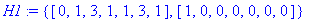 H1 := {vector([0, 1, 3, 1, 1, 3, 1]), vector([1, 0, 0, 0, 0, 0, 0])}