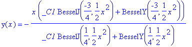y(x) = -x*(_C1*BesselJ(-3/4,1/2*x^2)+BesselY(-3/4,1...