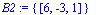B2 := {vector([6, -3, 1])}