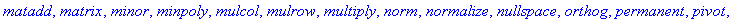 [BlockDiagonal, GramSchmidt, JordanBlock, LUdecomp,...