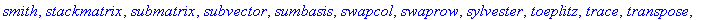[BlockDiagonal, GramSchmidt, JordanBlock, LUdecomp,...