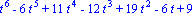 t^6-6*t^5+11*t^4-12*t^3+19*t^2-6*t+9